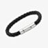 Unique Stainless Steel Black Braided Leather Bracelet A40BL/19CM