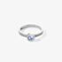 Coeur De Lion Silver Tone Blue Crystal Shoulder Set Solitaire Ring 0228/40-0741