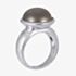 SENCE Nugget Silver Plated Round Grey Agate Ring V192