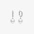 Ania Haie Luna Gaze Silver Shell Pearl Dangling Twisted Huggie Earrings E075-14H