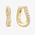 Ania Haie Yellow Gold Tone Plated Pave Cubic Zirconia Wave Huggie Hoop Earrings E079-08G
