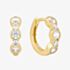 Ania Haie Yellow Gold Plated Cubic Zirconia Alternating Half-Bezel Huggie Hoop Earrings E076-10G