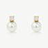 D.Louise Yellow Gold Tone Stainless Steel Simulated Pearl & Cubic Zirconia Drop Stud Earrings YBE-07