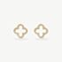D.Louise Yellow Gold Tone Plated Stainless Steel Pave Clover Stud Earrings SKE-043
