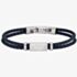 Emporio Armani Essentials Stainless-Steel and Blue Leather Two Row Logo ID Bracelet EGS2995040