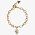 Guess Gold Tone Crystal Heart Cage Charm Bracelet UBB03094YGL