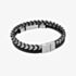 Fred Bennett Stainless Steel & Black Leather Braided Double Bracelet B5574B