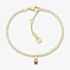 Tommy Hilfiger Yellow Gold Tone Plated Stainless Steel Cubic Zirconia Logo Charm Tennis Bracelet 2781093