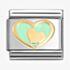 Nomination CLASSIC Stainless Steel 18ct Yellow Gold Pastel Green Double Heart Charm 030283/29