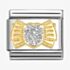 Nomination CLASSIC Stainless Steel & 18ct Yellow Gold Glitter Heart Bow Charm 030220/25