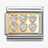 Nomination CLASSIC Stainless Steel & 18ct Yellow Gold Six Glitter Hearts Charm 030224/08