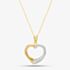 9ct Two Colour Gold Half Textured Open Heart Pendant Necklace UPD2302YW