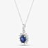 9ct White Gold Oval Cut Sapphire & Cubic Zirconia Halo Necklace D152307WB