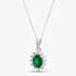 9ct White Gold Oval Cut Emerald & Cubic Zirconia Halo Necklace D152307WG