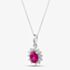 9ct White Gold Oval Cut Ruby & Cubic Zirconia Halo Necklace D152307WR