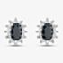 9ct White Gold Oval Cut Black Sapphire Cubic Zirconia Halo Stud Earrings 1.58.9649