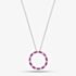 Sterling Silver Red Cubic Zirconia Circle Pendant Necklace S6674