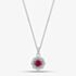 Sterling Silver Red Cubic Zirconia Halo Pendant Necklace S6679