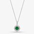 Sterling Silver Green Cubic Zirconia Halo Pendant Necklace S6680
