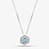 Silver Rhodium Plated Blue Cubic Zirconia Hexagon Halo Pendant Necklace 8.19.2024