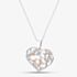 Silver Rose Gold Plated Cut Out Patterned Heart Pendant Necklace SP04378A