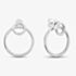 Silver Large Double Open Circle Dropper Stud Earrings ME04084A