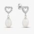 Sterling Silver Freshwater Pearl & Cubic Zirconia Heart Dropper Earrings EOW70139FW