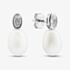 Sterling Silver Freshwater Pearl & Cubic Zirconia Oval Dropper Earrings EOW70250FW