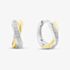 Fashionista Silver Two-Tone Cubic Zirconia Cross Over Hoop Earrings ME-1069GO