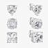 Silver Cubic Zirconia Heart Round Square Set of Three Stud Earrings OJS0036