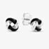 Sterling Silver Rhodium Plated Black Enamel Small Knot Stud Earrings 8.55.9507