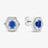 Sterling Silver Rhodium Plated Blue Cubic Zirconia Hexagon Stud Earrings 8.57.0018