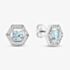 Sterling Silver Rhodium Plated Light Blue Cubic Zirconia Hexagon Stud Earrings 8.57.0019