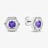 Sterling Silver Rhodium Plated Purple Cubic Zirconia Hexagon Stud Earrings 8.57.0020
