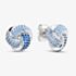 Sterling Silver Rhodium Plated Blue Cubic Zirconia Pave Knot Stud Earrings 8.57.0030