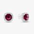 Sterling Silver Rhodium Plated White & Red Cubic Zirconia Stud Earrings 8.57.0046
