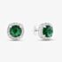 Sterling Silver Rhodium Plated White & Green Cubic Zirconia Stud Earrings 8.57.0047