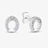 Sterling Silver Rhodium Plated Pink Cubic Zirconia Horseshoe Stud Earrings 8.59.1069