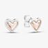 Fashionista Gold Rose Gold Tone Plated Sterling Silver Heart Stud Earrings AE26137Z/PR