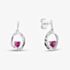 Fashionista Silver Sterling Silver Heart Shaped Pink Cubic Zircoia Oval Drop Stud Earrings AE24675Z-RSY/R