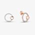 Fashionista Gold Rose Gold Tone Plated Sterling Silver Cubic Zirconia Open Circle & Heart Stud Earrings 05S2AZE504307