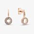 Fashionista Gold Rose Gold Tone Plated Sterling Silver Cubic Zirconia Flower Drop Stud Earrings 05S2AZE649307