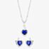 Silver Blue Cubic Zirconia Wrapped Heart Pendant and Earring Set E614598+E614598-P