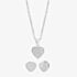 Silver Pavé Heart Pendant and Studs Set E611718+P611854