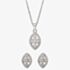 Silver Pavé Open Marquise Pendant and Earring Set E614905+P614075