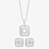 Silver Pavé Open Square Pendant and Earring Set E611954+P612150