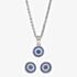 Silver Blue and White Cubic Zirconia Round Pendant and Earring Set SET9729