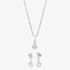 Silver Cubic Zirconia Bezel-set Graduated Pendant and Earring Set SET14071