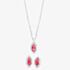 Silver Red Cubic Zirconia Marquise Pendant and Earrings Set SET14197