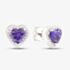 Starbright Sterling Silver Purple Cubic Zirconia Heart Halo Cluster Stud Earrings THB-03e AM